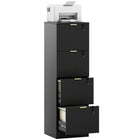 HOMCOM - Classeur vertical à 4 tiroirs rainurés pour documents lettre/A4 avec serrure - noir-Quatre tiroirs à dossiers adaptés aux dossiers format A4 ou lettre 
