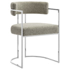 Modway - Huron Dos courbé Tissu et métal Chaise d’accent pour salle à manger - Blé argenté-Chaise à manger moderne en tonneau