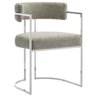 Modway - Huron Dos courbé Tissu et métal Chaise d’accent pour salle à manger - Blé argenté-Chaise à manger moderne en tonneau