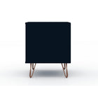 Manhattan Comfort - Rockefeller Table de Nuit 1 Tiroir Style Mid-Century Modern 51 cm - Tatiana Bleu Minuit - Lot de 2-Parfait pour le rangement ou l’exposition d’objets