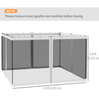 Outsunny - Moustiquaire de rechange pour gazebo 10 pi L x 12 pi l, blanc-Convient à la plupart des tonnelles 4 panneaux de 10 po x 12 po (3x3,6m)  