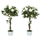 Outsunny - Arbre de roses artificiel 3 pi - blanc - lot de 2-Ensemble de deux arbres artificiels pour doubler la verdure 