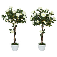 Outsunny - Arbre de roses artificiel 3 pi - blanc - lot de 2-Ensemble de deux arbres artificiels pour doubler la verdure 