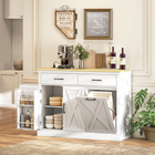 HOMCOM - Buffet style ferme à bascule pour poubelle avec station de charge et rangement à déchets dissimulé - blanc-Porte réglable à 4 positions s’incline jusqu’à 30° pour un accès facile 