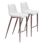 Zuo - Magnus Tabouret de bar - Blanc/Noyer - Ensemble de 2-Design ergonomique