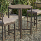 Modway - Eleni Rond 35 po Terrasse extérieure Bois teck Bar Table - Teck gris usé-Plateau à lattes