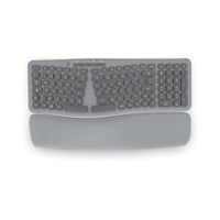 BlueDiamond - Clavier sans fil Ergo avec repose-poignets amovible taille complète, disposition française, gris-Conception ergonomique : Sculpté pour soutenir la courbure naturelle et l’angle de repos de vos bras et poignets, offrant une expérience de frappe confortable
