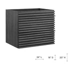 Modway - Render Support mural de 24" Armoire de toilette de salle de bain (lavabo non inclus) - Charbon de bois-Calleton de montage compatible avec les cloisons sèches
