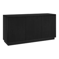 Hudson&Canal - Meuble TV rectangulaire cannelé Hanson pour téléviseurs jusqu'à 55 pouces, finition grain noir-Un design transitionnel moderne pour votre bureau à domicile, votre chambre ou votre espace de vie