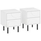 HOMCOM - Table de chevet avec tiroirs à ouverture par pression - blanc - lot de 2-Finition blanche minimaliste associée à des pieds en métal noir, convient à tout décor moderne