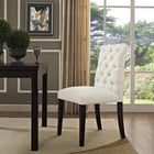 Modway - Duchess Bouton touffé Tissu Chaise à manger - Beige-Pieds en caoutchouc massif