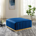 Modway - Conjure Chenal Touffé Performance Velvet Ottoman - Marine d’or-Accents de cornemuse français