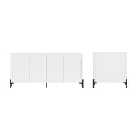 Manhattan Comfort - Ensemble de 2 buffets et meubles d’appoint modernes Abbey - Blanc-Buffet moderne et meuble d’appoint pour salle à manger, salon et chambre à coucher, lot de 2