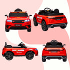 Qaba - Voiture de police électrique 12V pour enfants avec télécommande - rouge-Roues auxiliaires incluses pour un remorquage facile lorsque l'appareil est éteint 