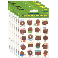 Eureka - Autocollants parfumés au chocolat, 80 par paquet, 6 paquets-Autocollants parfumés avec une odeur durable