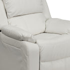 Flash Furniture – Fauteuil inclinable moderne de luxe pour enfants, vinyle, très rembourré, rangement dans les accoudoirs, blanc-Nettoyer les taches avec un chiffon humide