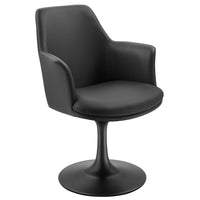 Modway - Lippa Salle à manger pivotante Cuir végane Fauteuil - Noir noir-Rembourrage en cuir végane