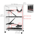 PawHut - Cage à 5 niveaux pour lapin, cochon d’Inde, furet, rat, hamster 50 po H - gris clair-Chaque plateforme dispose de trous ronds reliés par des rampes 