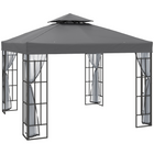 Outsunny - Pavillon de jardin 10 pi l x 10 pi L pare-soleil d’extérieur portable avec moustiquaire - gris-La structure en acier avec revêtement en poudre résiste aux éclats, à l'écaillage, à la rouille et à la corrosion