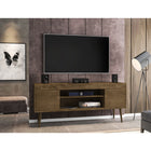 Manhattan Comfort - Meuble TV Bradley 62,99 po style Mid-Century Modern - Brun Rustique-Comprend 2 étagères ouvertes et 2 grands compartiments de rangement dissimulés