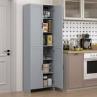 HOMCOM - Armoire de cuisine 67 po à 4 portes avec étagères réglables - gris-Les étagères à 6 niveaux vous offrent beaucoup d’espace pour ranger la vaisselle, les casseroles et poêles, les produits secs ou les appareils électroménagers 