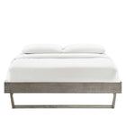 Modway - Billie Bois Cadre de lit à plateforme King, Gris-Construction en bois, MDF et placage