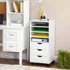 Vinsetto - Armoire de bureau à 3 tiroirs avec roulettes - blanc-Le plateau peut accueillir des imprimantes, des scanners ou exposer des objets personnels 
