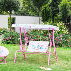 Outsunny - chaise balançoire pour enfants 2 places d’extérieur avec auvent réglable - rose-Le motif de sirène sur la surface donne à la balançoire double une ambiance estivale, la rendant plus attrayante pour les enfants 