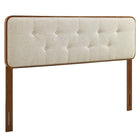 Modway - Bridgette Bois Lit plateforme jumelle avec pieds écartés, Noyer beige-Rubberwood Legs