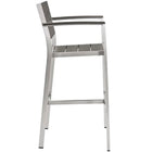 Modway - Shore Terrasse extérieure Aluminium Tabouret de bar - Gris argenté - Ensemble de 2-Capsules de pied en plastique noir