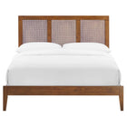 Modway - Sirocco Rotin et bois Lit de plateforme complet, Noyer-8