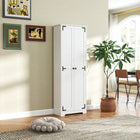 HOMCOM - Armoire garde-manger style ferme 67 po - blanc vieilli-L'armoire de rangement fonctionnelle comprend six niveaux et deux portes 