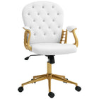 Vinsetto - Chaise de coiffeuse avec dossier et accoudoirs capitonnés à boutons - blanc-Tissu à effet velours, esthétique et doux pour la peau
