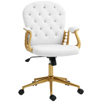 Vinsetto - Chaise de coiffeuse avec dossier et accoudoirs capitonnés à boutons - blanc-Tissu à effet velours, esthétique et doux pour la peau