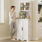 HOMCOM - Armoire de cuisine 71 po avec 8 étagères de porte - blanc-Construit en panneau de particules robuste et MDF avec une finition mélaminée 