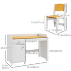 Qaba - Ensemble bureau et chaise pour enfants avec tiroir de rangement - Blanc-Beaucoup d'espace de rangement pour ranger des fournitures artistiques, des jouets ou des jeux 
