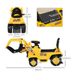 Aosom - Excavatrice pour enfants avec pince - jaune-Rangement sous le siège pour placer des jouets ou des collations 