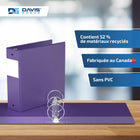 Davis Group Super économie, Reliure à anneaux ronds 3 po, paquet de 6 – Violet-Polypropylène sans PVC