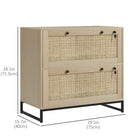 Vinsetto - Classeur à 2 tiroirs avec serrure - bois naturel-Le design en rotin apporte une touche bohème à votre intérieur 