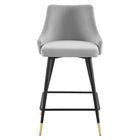 Modway - Adorn Performance Velvet Tabouret de comptoir - Gris clair-Livré entièrement assemblé