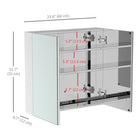 HOMCOM - Armoire à pharmacie avec miroir, portes et étagère - blanc-Fabriqué en acier inoxydable peint, durable et facile à nettoyer   