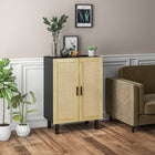 HOMCOM - Buffet boho 28,7 po L - noir-Conception anti-basculement assurant sécurité et stabilité 