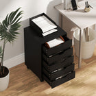 HOMCOM - Caisson de classement avec 5 roulettes et organiseur de rangement - noir-Fabriqué en MDF de qualité pour plus de robustesse 

