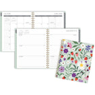 Mead - Agenda Fruits et fleurs scolaire hebdomadaire/mensuel 2026-2027 couverture rigide - 11 po H x 9 po l - Multicolore - bilingue-Reliure à double spirale