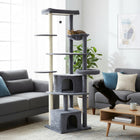PawHut - Arbre à chat extra haut 79 po, grande tour pour chats d’intérieur-Poteaux épais de 2,8 po de diamètre (7 cm de diamètre) et une large base pour assurer stabilité et sécurité 