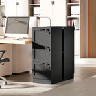 HOMCOM - Armoire de bureau verticale à 3 tiroirs - effet bois noir-Sert de support pour imprimante, optimisant l’espace de bureau 
