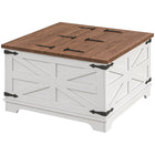 HOMCOM - Table basse avec rangement caché à dessus basculant - blanc-Le charme de style ferme convient au salon, au bureau, au coin lecture et plus encore