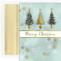 JAM Paper - Ensemble de cartes de Noël et enveloppes assorties, 7 6/7 x 5 5/8 po, trio d'arbres de Noël, paquet de 18-Conception de trio d’arbres de Noël