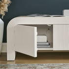 Modway - Waterflute 68 po cannelé Meuble TV, Blanc mat-Trous de gestion des câbles avec couvercles