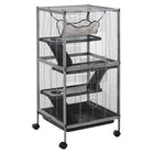 PawHut - Cage à 4 niveaux pour lapin, cochon d’Inde, furet, rat, hamster - 45 po H - gris argenté-Idéal pour une variété de petits animaux, y compris le vison de compagnie, le chinchilla, le petit chat et d'autres petits animaux de taille similaire 